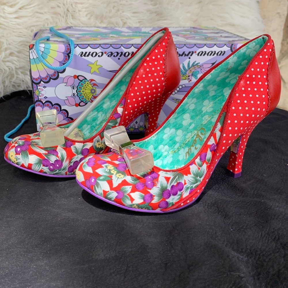 irregular choice lovely lucite red dots 38